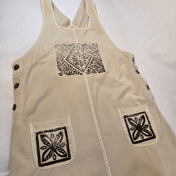 USA Vintage PICCALINO PETITES Modest TAN Floral-Aztec Long Overall Dress Size10P - Picture 5 of 16